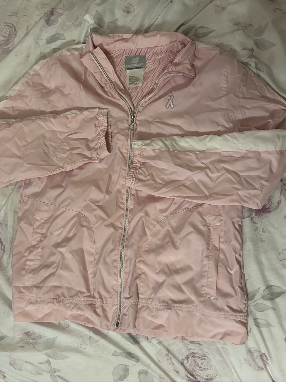 New Balance Light Pink Windbreaker Jacket with White Stripe